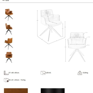 Scaun pivotant design LUX, Piele sintetica, Cognac brown - Img 10