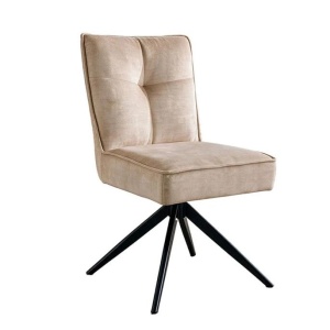 Scaun pivotant metal negru, catifea bej LUGANO