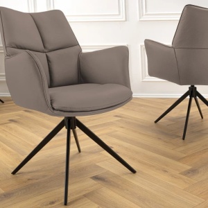 Scaun pivotant modern, Piele Naturala, Maro, PAPILLON - Img 5