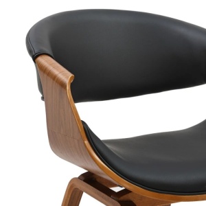 Scaun retro imitatie piele neagra, lemn furniruit ORGANIC - Img 3