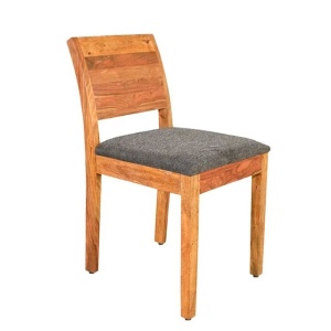 Set 2 scaune MAKASSAR 80cm lemn de sheesham cu sezut tesatura structurata