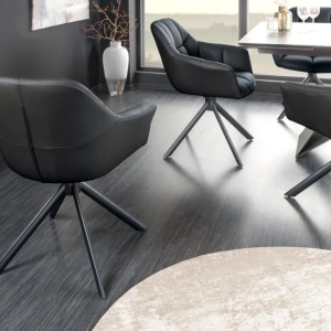 Set 2 scaune pivotante Papillon, piele neagra - Img 10