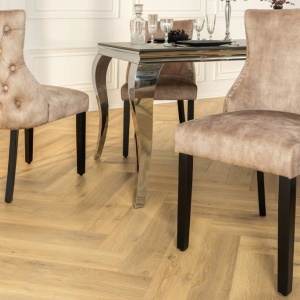 Set 2 scaune Stil Baroc, Catifea, Bej, Lemn, Negru, CASTLE DELUXE - Img 5