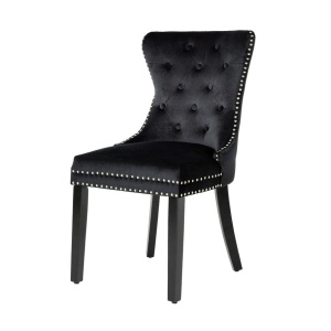 Set 2 scaune Stil Baroc, Catifea, Negru, CASTLE
