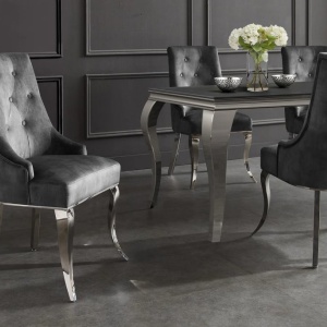 Set 2 scaune stil baroc Modern Barock, gri/ argintiu - Img 3
