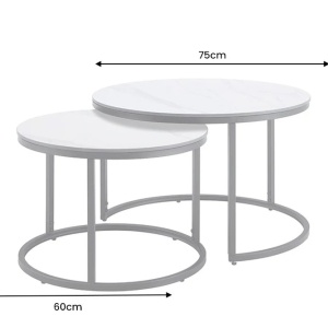Set de 2 masute cu blat ceramic alb ELEGANCE 75cm - Img 4