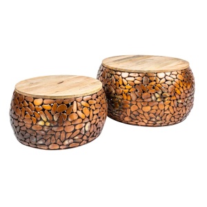 Set de 2 masute design unicat Stone Mosaic, cupru A-41432 VC