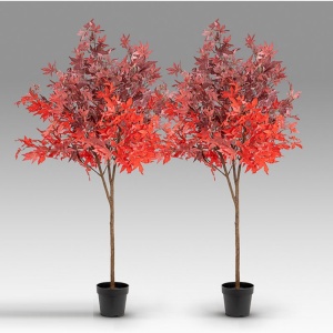 Set de 2 plante artificiale, Artar rosu H-147cm
