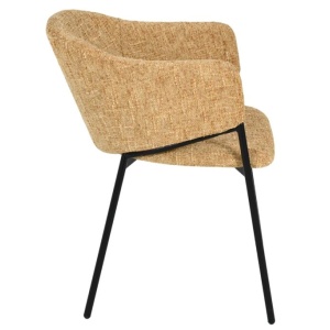 Set de 2 scaune aspect retro, Metal Negru, Chenille Galben, NOBLESSE A-47580 VC - Img 7