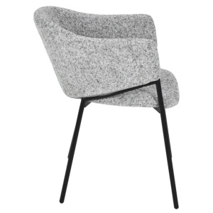 Set de 2 scaune aspect retro, Metal Negru, Chenille Gri, NOBLESSE A-47577 VC - Img 3