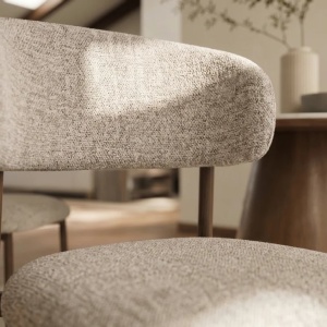 Set de 2 scaune BELLANO, material texturat taupe bej - Img 5