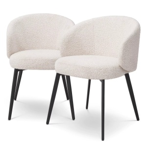 Set de 2 scaune cu brate design LUX Lloyd, boucle crem 115093 HZ