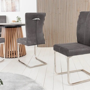 Set de 2 scaune dining sau birou, retro style, gri vintage Samson A-35768 VC - Img 6