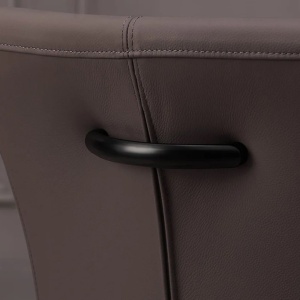 Set de 2 scaune, Metal, Piele Naturala, Gri Taupe, SAMSON A-45173 VC - Img 7