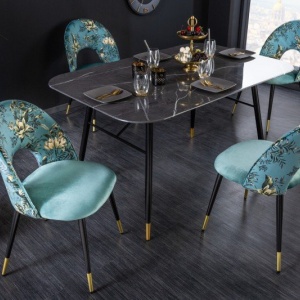 Set de 2 scaune moderne tapitate cu model floral Boutique turcoaz - Img 6