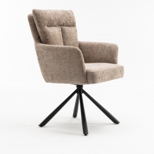Set de 2 scaune pivotante Big George, tesatura structurata greige sampanie - Img 5