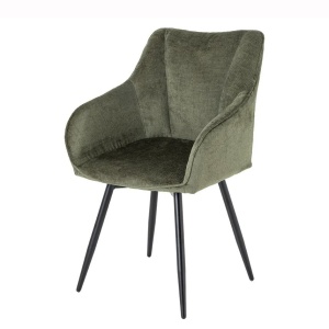Set de 2 scaune pivotante, Metal Negru, Chenille Verde, AVIGNON A-46472 VC