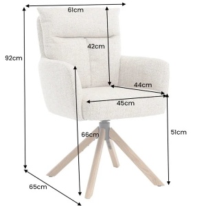 Set de 2 scaune pivotante picioare din lemn Big George sampanie greige texturat - Img 2
