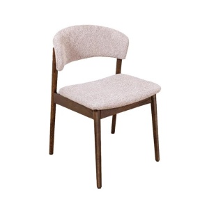 Set de 2 scaune retro VALHALLA WOOD lemn stejar maro/ tesatura bej
