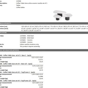 Set de 3 masute de cafea design modern LUX Zane 115560 HZ - Img 4