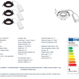 Set de 3 spoturi LED incastrabile directionabile Monolo negru - Img 6