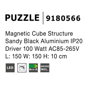 Sistem tubular magnetic-decorativ PUZZLE, 150x150cm 80037 universul-luminii.ro