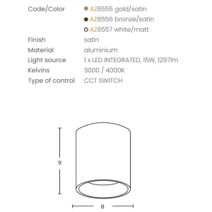 Spot aplicat alb LED BABIL 15W CCT - Img 3