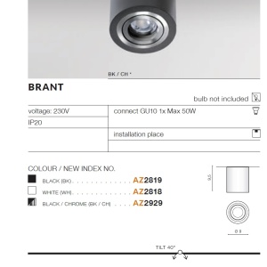 Spot aplicat tavan/plafon stil modern Brant 1 negru/crom - Img 3