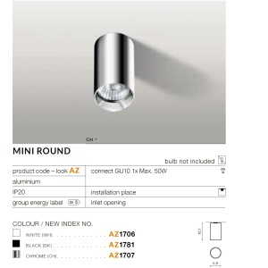 Spot aplicat tavan/plafon stil modern MINI ROUND crom - Img 3