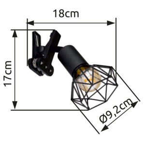 Spot cu clema design industrial XARA I negru 590857 universul-luminii.ro