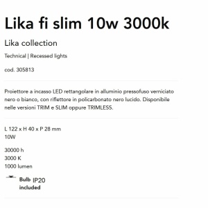 Spot dreptunghiular / Proiector LED incastrabil design slim Lika 10w 3000k negru 225067 universul-luminii.ro
