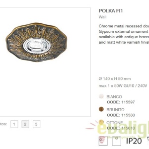 Spot incastrabil cu ornament din ghips, POLKA FI1 115580 BRUNITO 47187 universul-luminii.ro