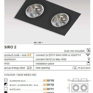 Spot incastrabil directionabil de tavan/plafon SIRO 2 WH 189247 universul-luminii.ro