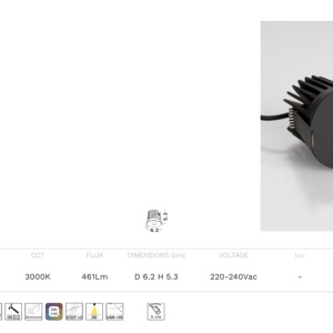 Spot incastrabil LED 8W 3000K ONO negru - Img 4