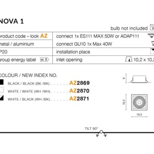 Spot incastrat tavan/plafon NOVA 1 alb 70667 universul-luminii.ro