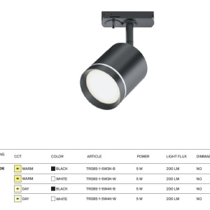 Spot LED, accesoriu pentru sinele monofazate Unity Orlo negru 4000K - Img 7