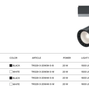 Spot LED, accesoriu pentru sinele trifazate Trinity, Vuoro alb 4000K 20W 220027 universul-luminii.ro