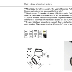 Spot LED ajustabil, accesoriu pentru sinele monofazate Unity, Yin alb - Img 9