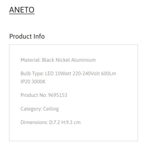 Spot LED aplicat diametru 7,2cm ANETO nickel negru, NVL-9695153 169867 universul-luminii.ro
