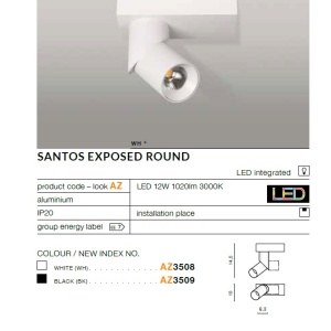 Spot LED aplicat directionabil design modern Santos Round alb ZZ AZ3508 - Img 3