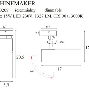 Spot LED aplicat directionabil SHINEMAKER alb - Img 4
