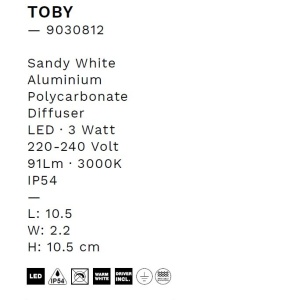 Spot LED aplicat iluminat exterior ambiental IP54 TOBY alb 238467 universul-luminii.ro