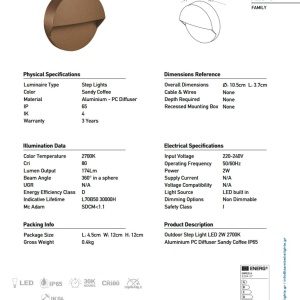 Spot LED aplicat scari exterior IP65 RIFT maro - Img 4