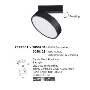 Spot LED aplicat tavan directionabil PERFECT negru CCT Dimmable - Img 6