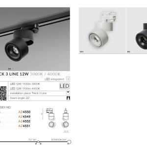 Spot LED directionabil pe sina Costa TRACK 3Line 12W 4000K alb 98627 universul-luminii.ro
