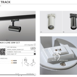 Spot LED directionabil pe sina KIRKE TRACK 3Line CCT 10W negru 98547 universul-luminii.ro