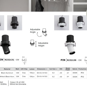 Spot LED incastrabil ajustabil design modern PIN alb - Img 3