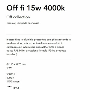 Spot LED incastrabil cu protectie IP54 Off fi 15w 4000k negru 165667 universul-luminii.ro