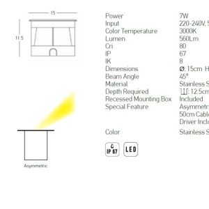 Spot LED incastrabil de exterior decorativ IP67 Lino A 154737 universul-luminii.ro