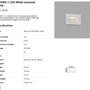 Spot LED incastrabil de exterior IP65 iluminat ambiental SPARK-1 alb 82077 universul-luminii.ro